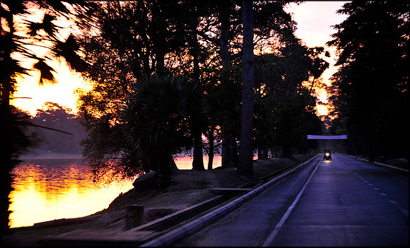 Sunrise and Road from Siem Reap
