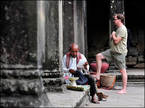 Local Man and Tourist Angkor Wat