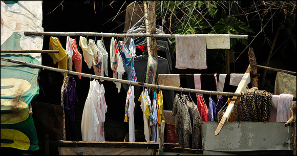 Drying Clothes in Saigon Backyard