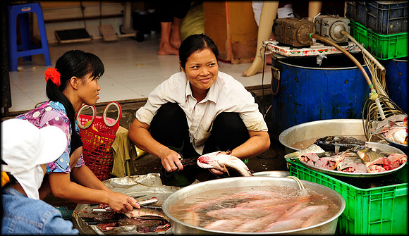Cleaning Fish Tran Nao Market